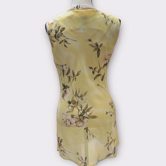Dress‎ U by Sharon Vintage Womans Sleeveless Butter Yellow Floral Dress Size 7/8 - Picture 3 of 8